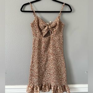 Blush J ribbed ruffle Tan/orange floral dress